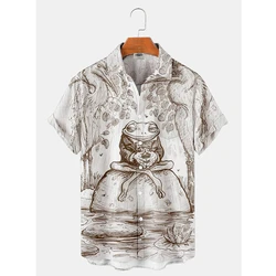 Hawaii Funny Shirt For Men 3d Print Frog Summer Hawaiian Beach Tops Casual Short Sleeve Lapel Blouse Streetwear Male Clothing