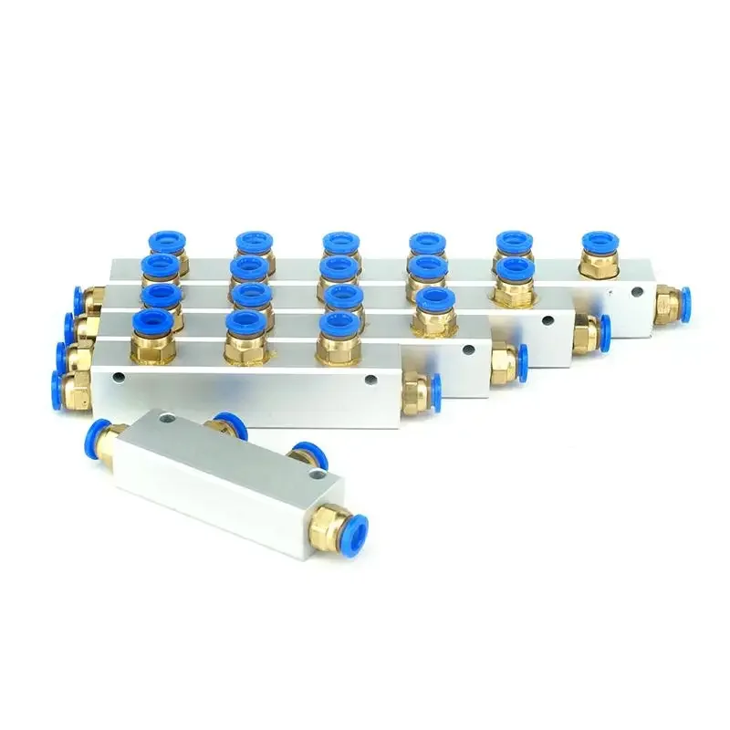 With Fittings Pushfit 8mm 2/3/4/5/6/7/8/9/10 Ways Pneumatic Air Manifold Block Splitter 20x25mm
