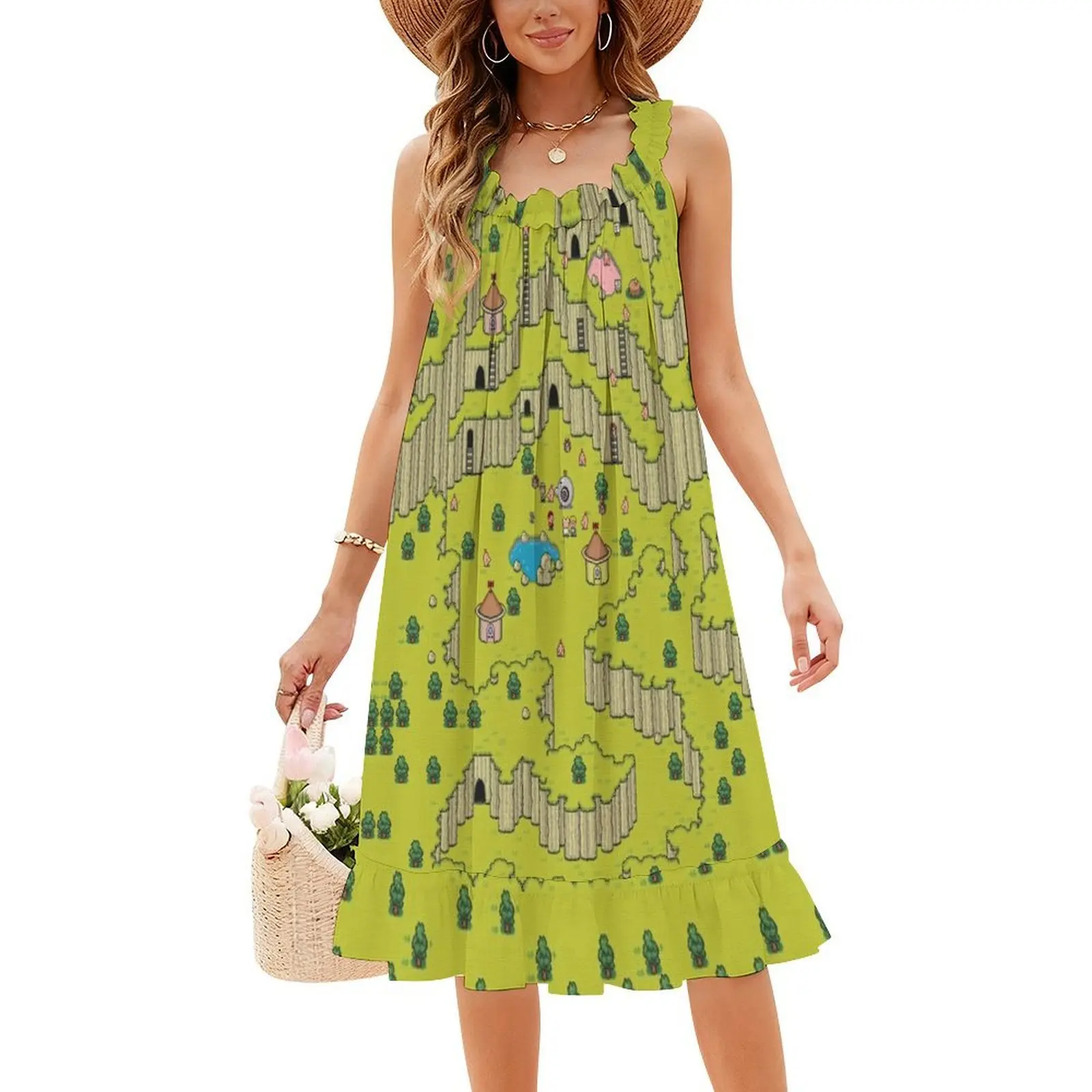 فستان Earthbound Saturn Valley مزين بالزهور للنساء للربيع والصيف فستان كاجوال للحفلات Earthbound Onett Twoson Rpg Jrpg