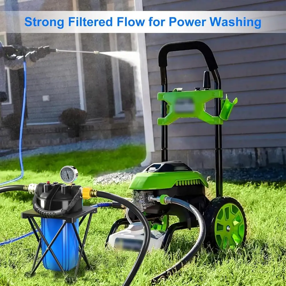 6層RVウォーターフィルター、スタンドと圧力計付き、3/4インチGHTメタルスレッドインラインウォーターフィルター、沈殿物、塩素を除去