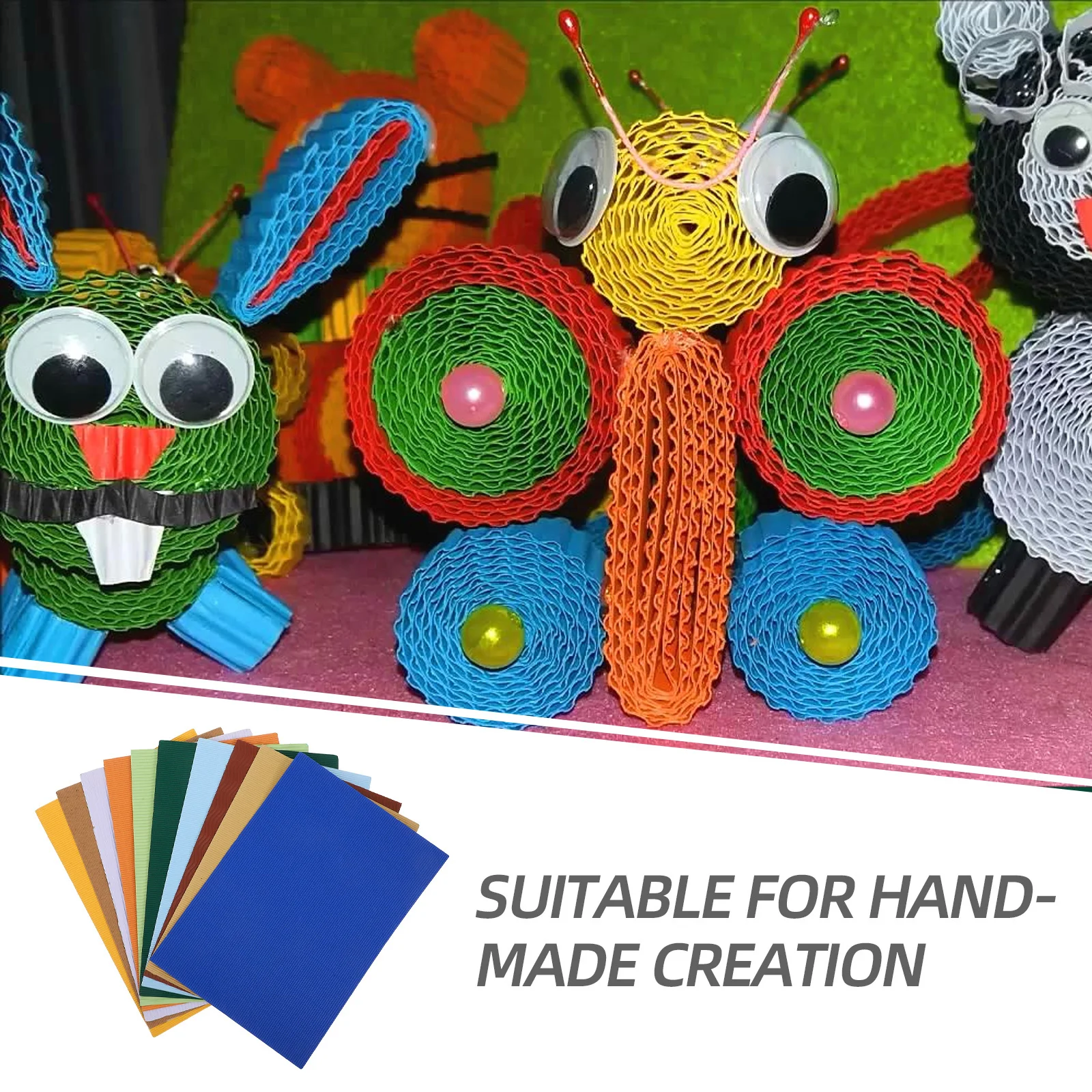 A4 Corrugated Paper Mixed for DIY Crafts Multipurpose Corrugated Cardboard Sheets Handmade Paper for Crafting and