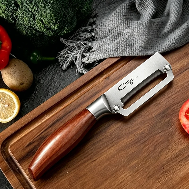 Keuken schilmesje roestvrij staal multifunctioneel keukenspecifiek schilmesje voor het snijden van fruit en groenten met houten/stalen handvat