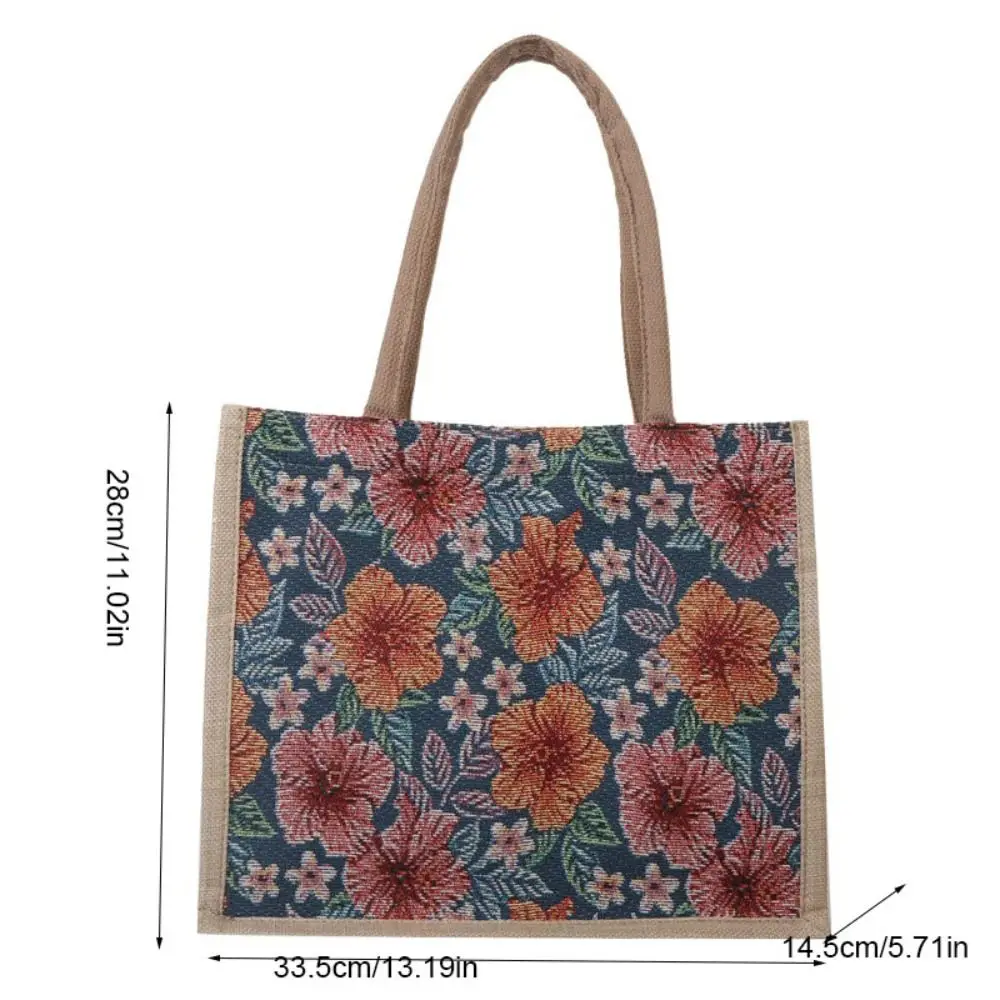 Saco de lona bonito das flores do linho, sacola coreana das flores, bolsa de ombro, bolsa do piquenique, grande capacidade