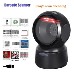 Omnidirectional Desktop Barcode Scanner, Sentido Automático, 1D, 2D QR Code, Data Matrix, Leitor USB para Varejo Supermercado, PDF417