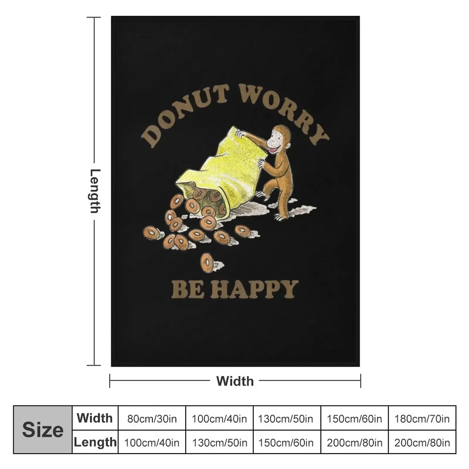 Curious George Donut Worry Be Happy Bag Of Donuts Throw Blanket Warm wednesday Blankets