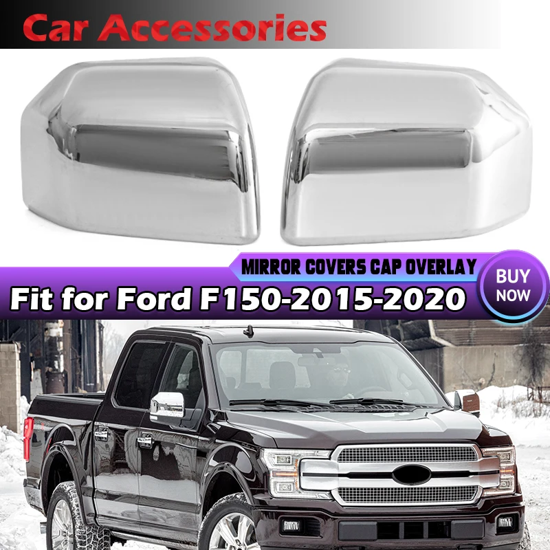 LH+RH Car Rearview Side Mirror Cap for Ford F150 F-150 4DR 2015 2016 2017 2018 2019 Side Rear View Decoration Cover Trim Chrome