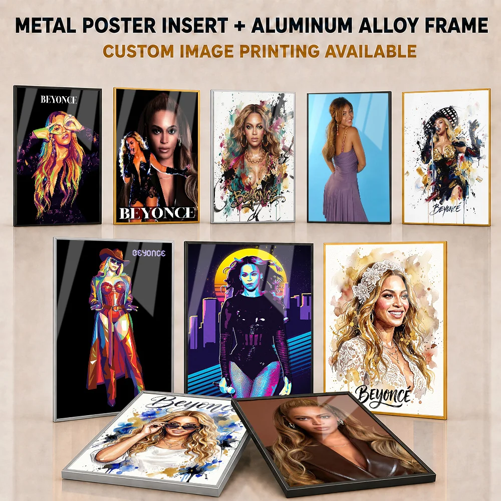Beyonce Metal Posters With Aluminum Alloy Frame Personalized Photo Music Inspired Wall Art For Listening Room Singer Fan Gift