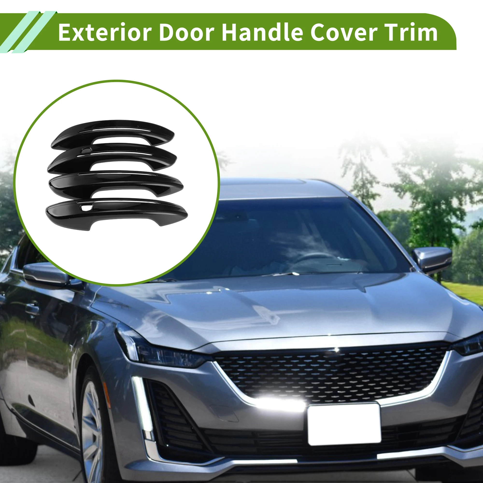 

Накладки на внешние ручки дверей UXCELL для Cadillac CT5 2020-2026, глянцевые черные, 1 комплект