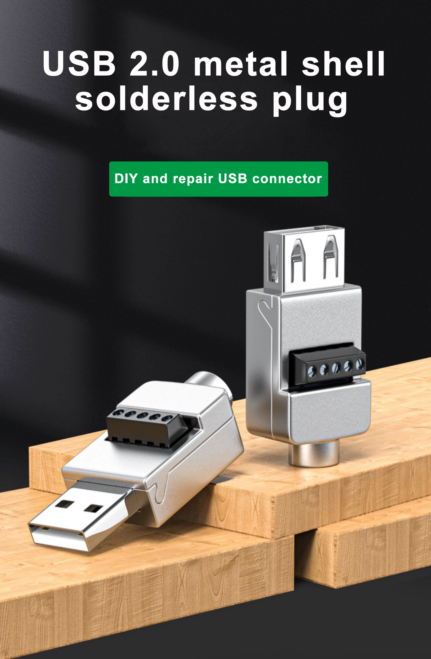 USB لحام موصل حالة معدنية الهاتف المحمول كابل شحن سريع USB لحام التوصيل USB ذكر لتقوم بها بنفسك محطة الأسلاك