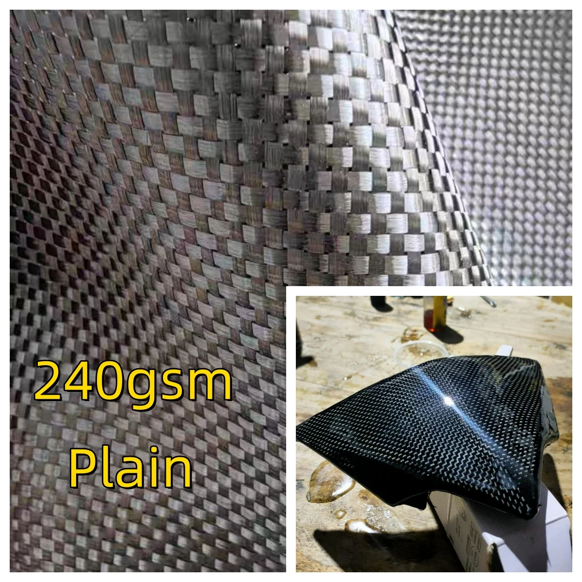 [الدرجة A+] قماش من ألياف الكربون الحقيقية قماش كربون 3K 240gsm 2x2 عرض عادي 20 بوصة/50 سم، يستخدم للدراجات والدراجات النارية والسيارة وقضبان الصيد