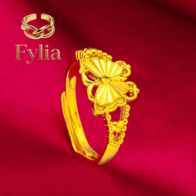 

Fylia Jewelry Fylia Jewelry 24K Gold Open Bow Ring | AU999 Pure Gold, 3D ribbon design, see-through bowknot, sweet and elegan