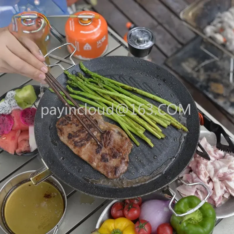 Outdoor Griddle Dual-Use Camping Picnic Barbecue Plate Barbecue Plate Portable Medical Stone Coated Non-Stick Frying Pan