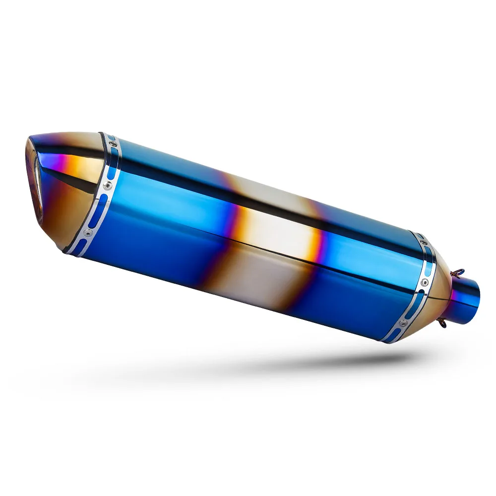 

Мотоциклетный выхлоп 51 мм, модифицированный синий глушитель, универсальная выхлопная труба с DB killer для TMAX530 NSS350 Ninja1000 R1250GS MT07