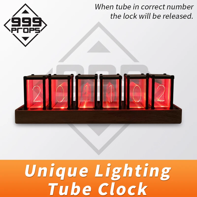 Escape room prop light tube clock adjusting the tube to right number to open maglock escape game devices clock prop