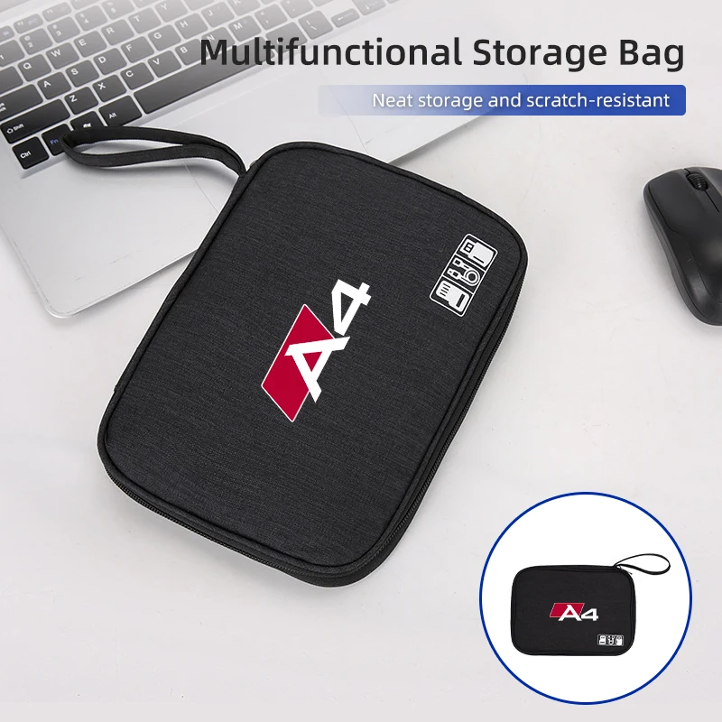 Car Styling Digital Storage Bag Portable USB Data Cable Plug Case For Audi Quattro TT A3 A4 A6 A5 Q5 A1 Q7 Q3 A8 Q2 A7 Q8 RS5 RS view 6