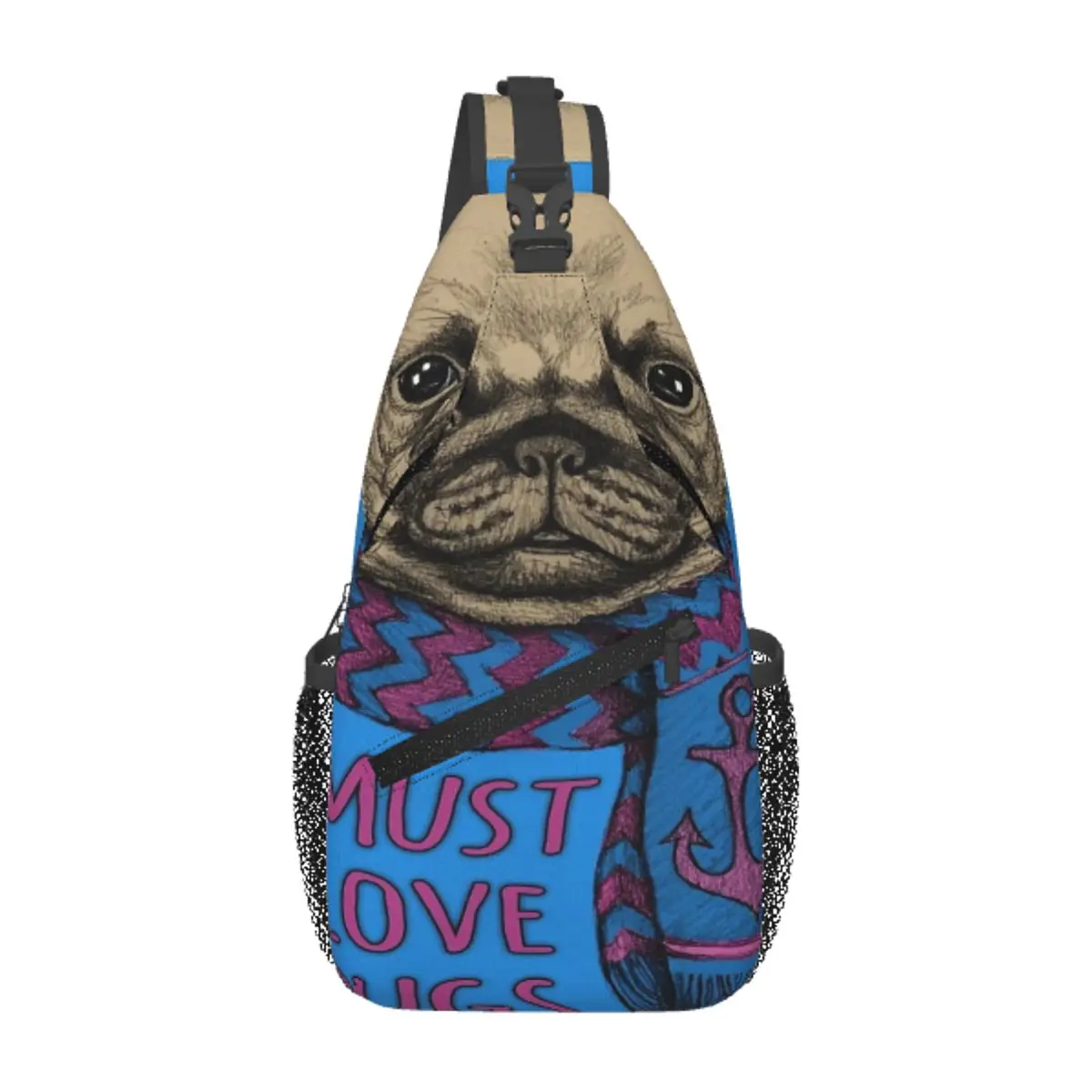 Must Love Pugs Borst Tas Gepersonaliseerd Met Rits Mesh Tas Cadeau Leuk Cadeau Multi-Stijl