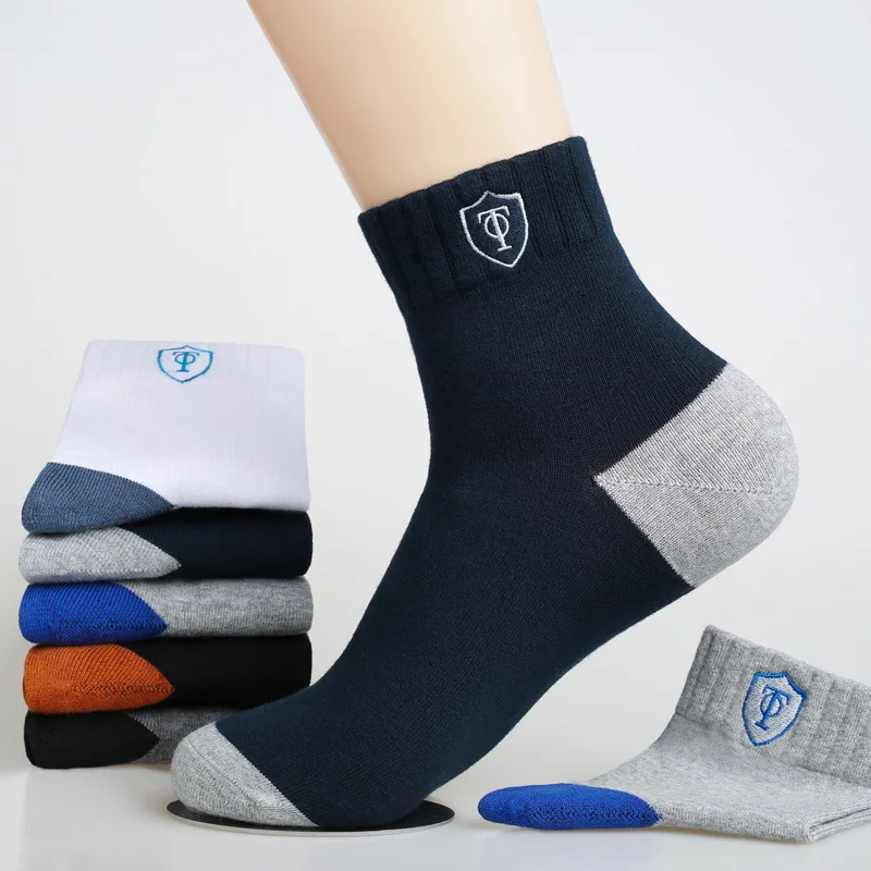 5 Pairs High Quality Men Mid-tube Sock Summer Cotton Deodorant Sweat-absorbing Comfortable Business Fashion Sports Socks EU35-42