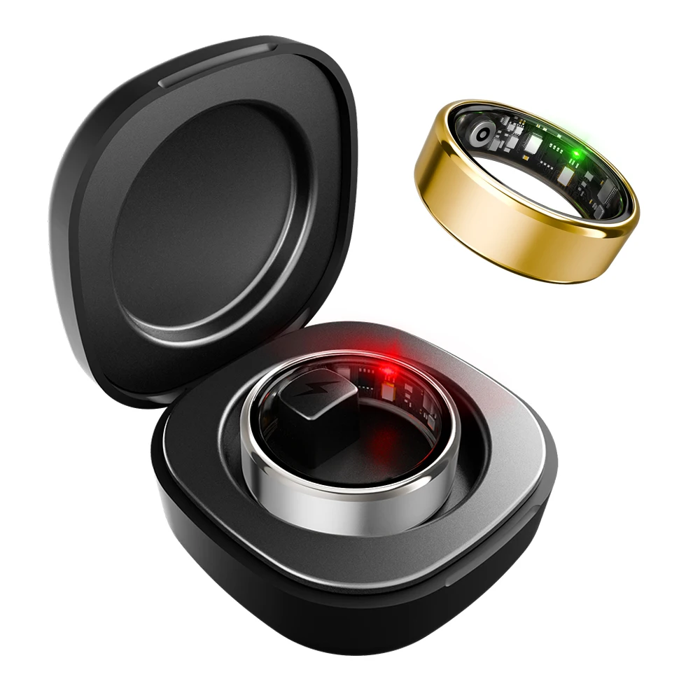 

Новое умное кольцо с чехлом для зарядки, монитор сна с пульсометром и кислородом в крови, водонепроницаемое сmartrings 5ATM для мужчин и женщин для Android iOS