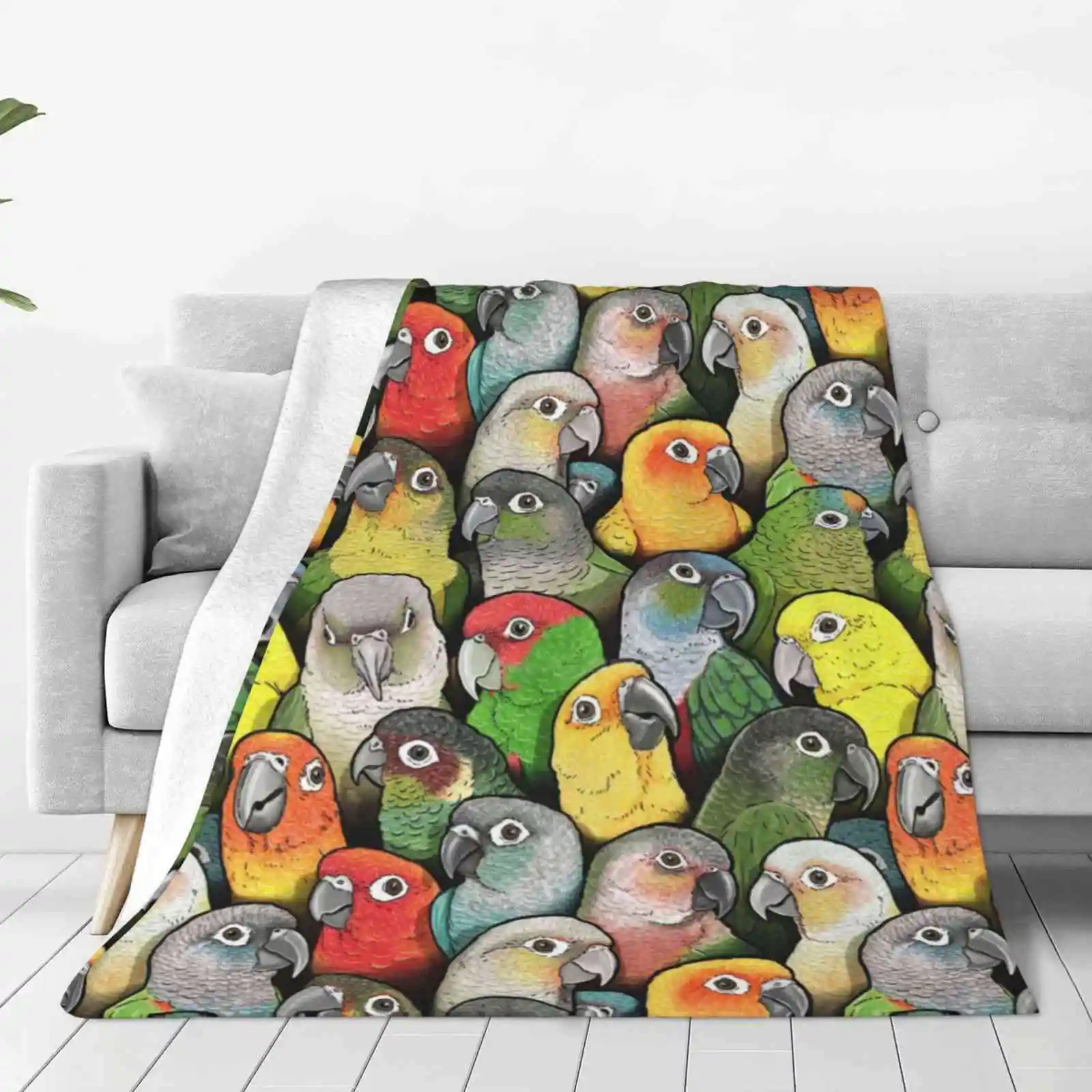 

Colour Of Conures Soft Warm Throw Blanket Parakeet Bird Colourful Pattern Parrot Scarlet Conure Crimson Conure Peach Faced