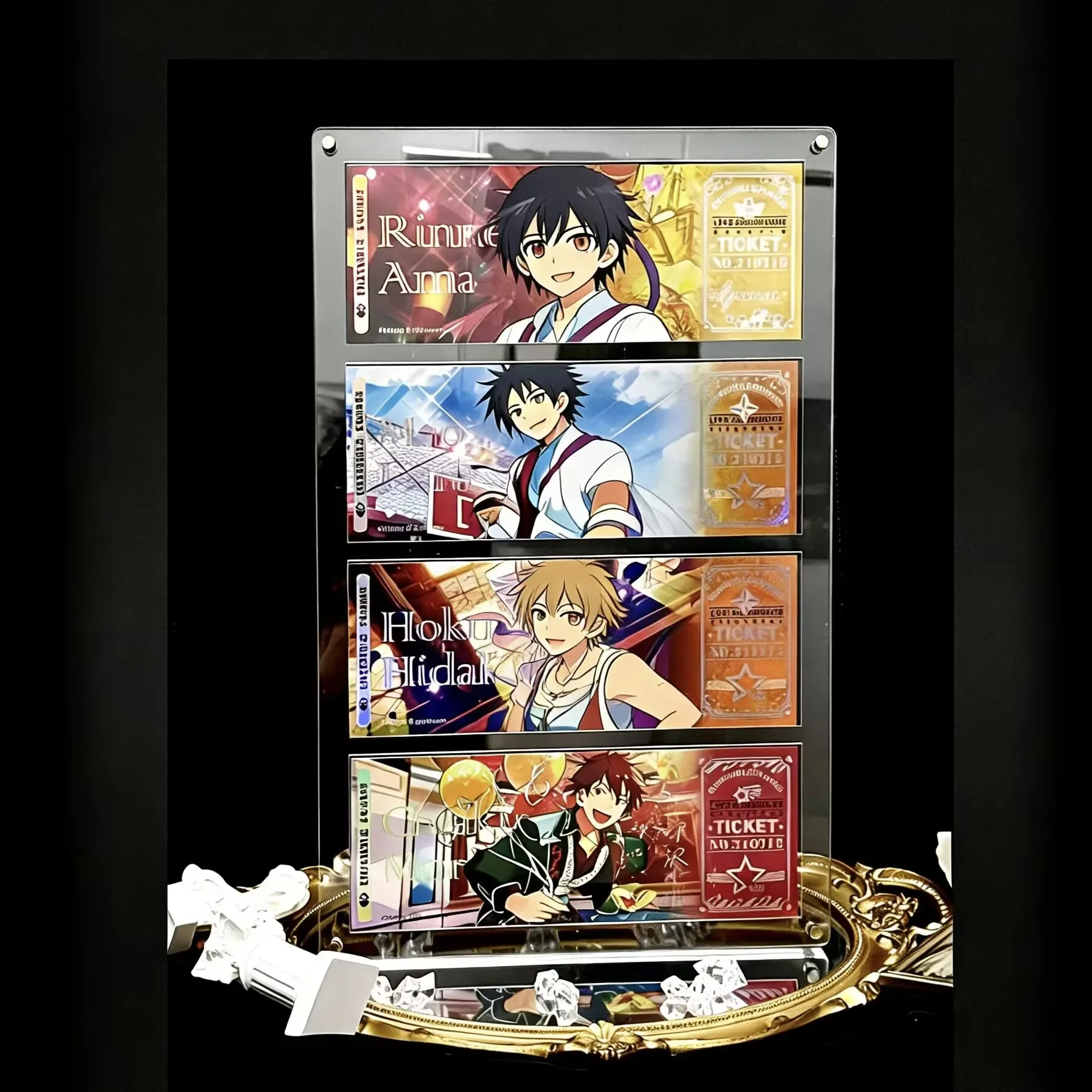 

Карты с персонажами аниме, лазерные билеты, рамки для фотодисплея с изображением идола, акриловые рамки высокого класса, многоразмерный коллекционный дисплей без карты, 4 слота