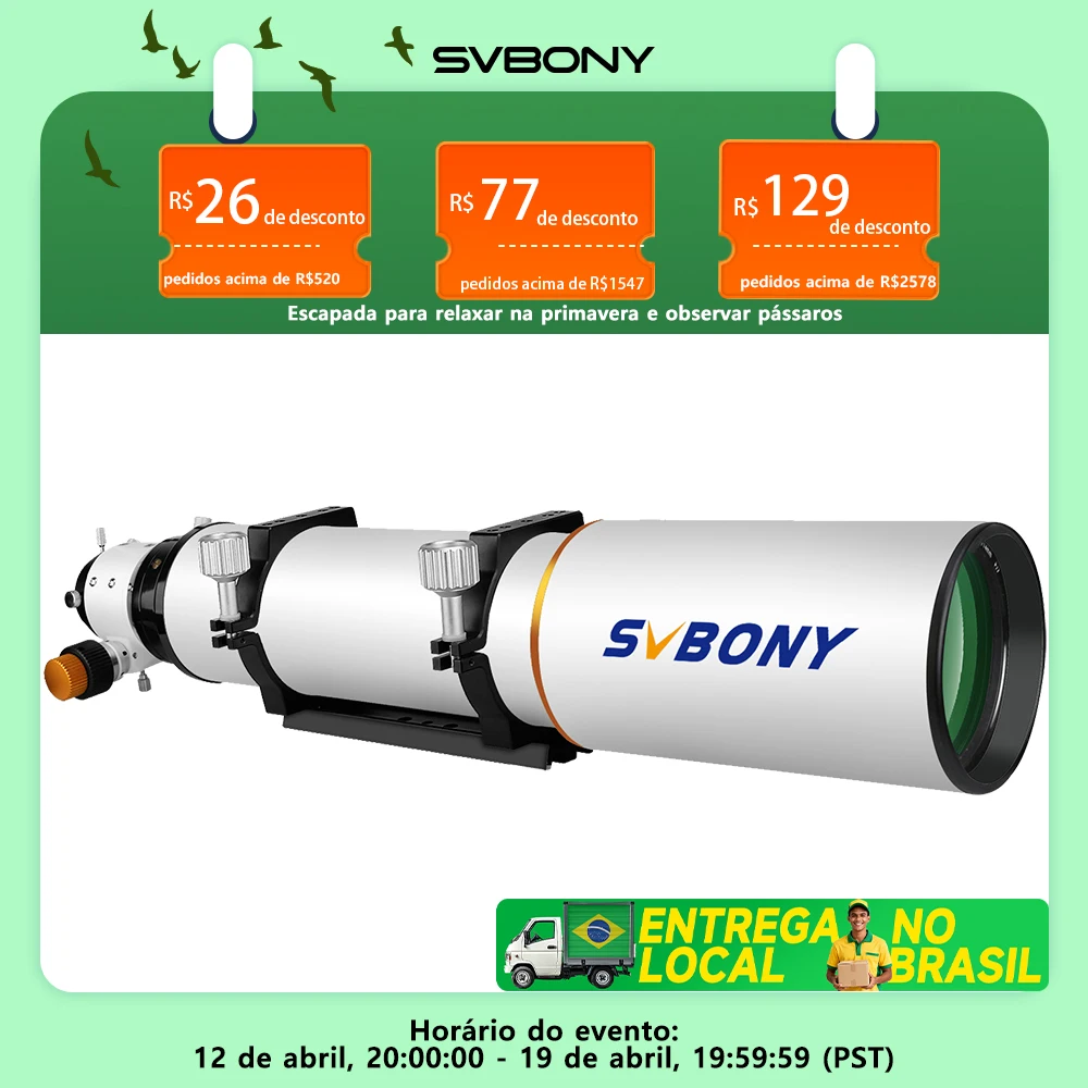 Svbony SV503 Astro telescópio 70/80/102ED Refractor acromático de dispersão extra baixa OTA para astrofotografia de visualização excepcional
