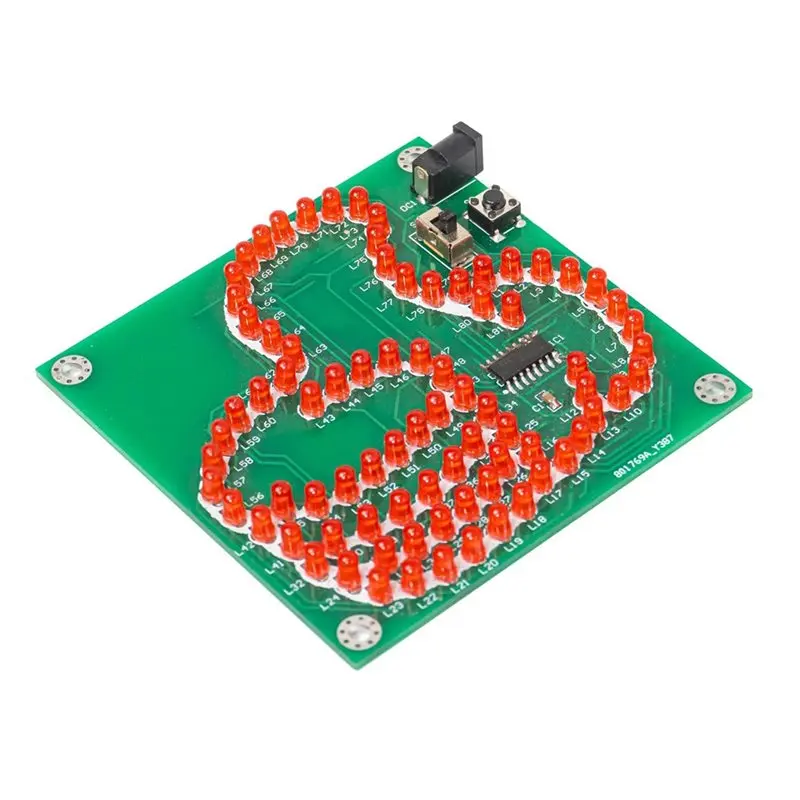 FFYY-DIY Thumb Light LED Electronic Kit 81 LED Flashing MCU STC8G1K08 Controllable PCB Soldering Practice Kit With Power Cord
