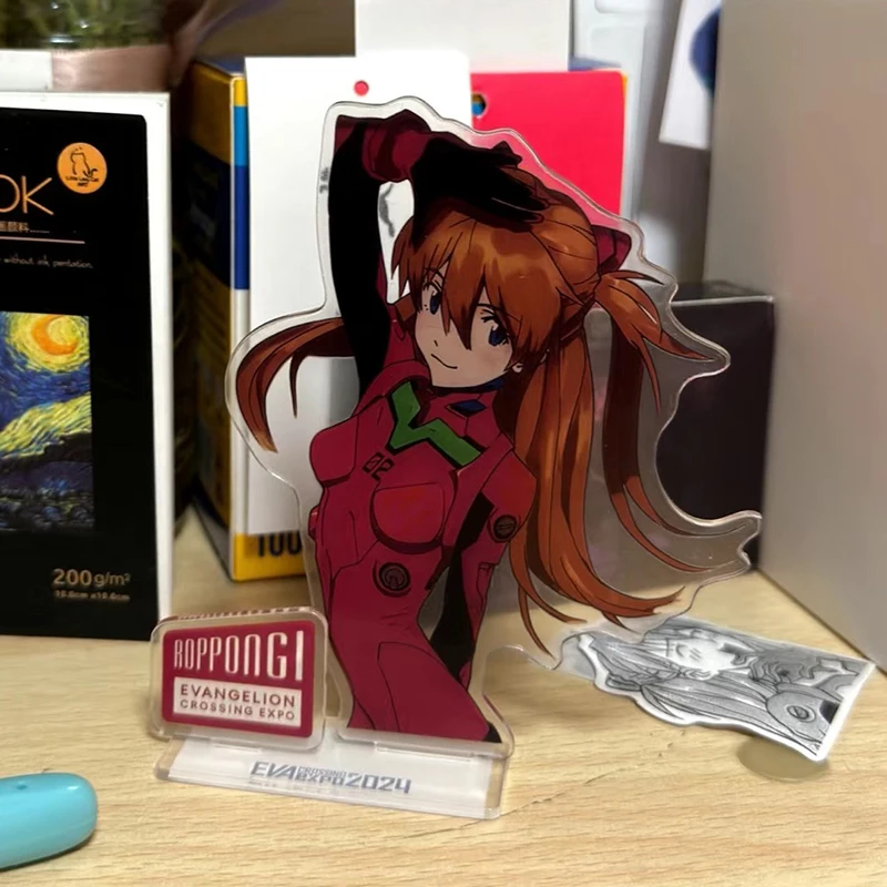 2 قطعة EVANGELION لعبة أكريليك الكرتون الدائمة لوحات أنيمي الطرفية الشكل حامل علامة سطح المكتب الحلي مروحة تحصيل هدية