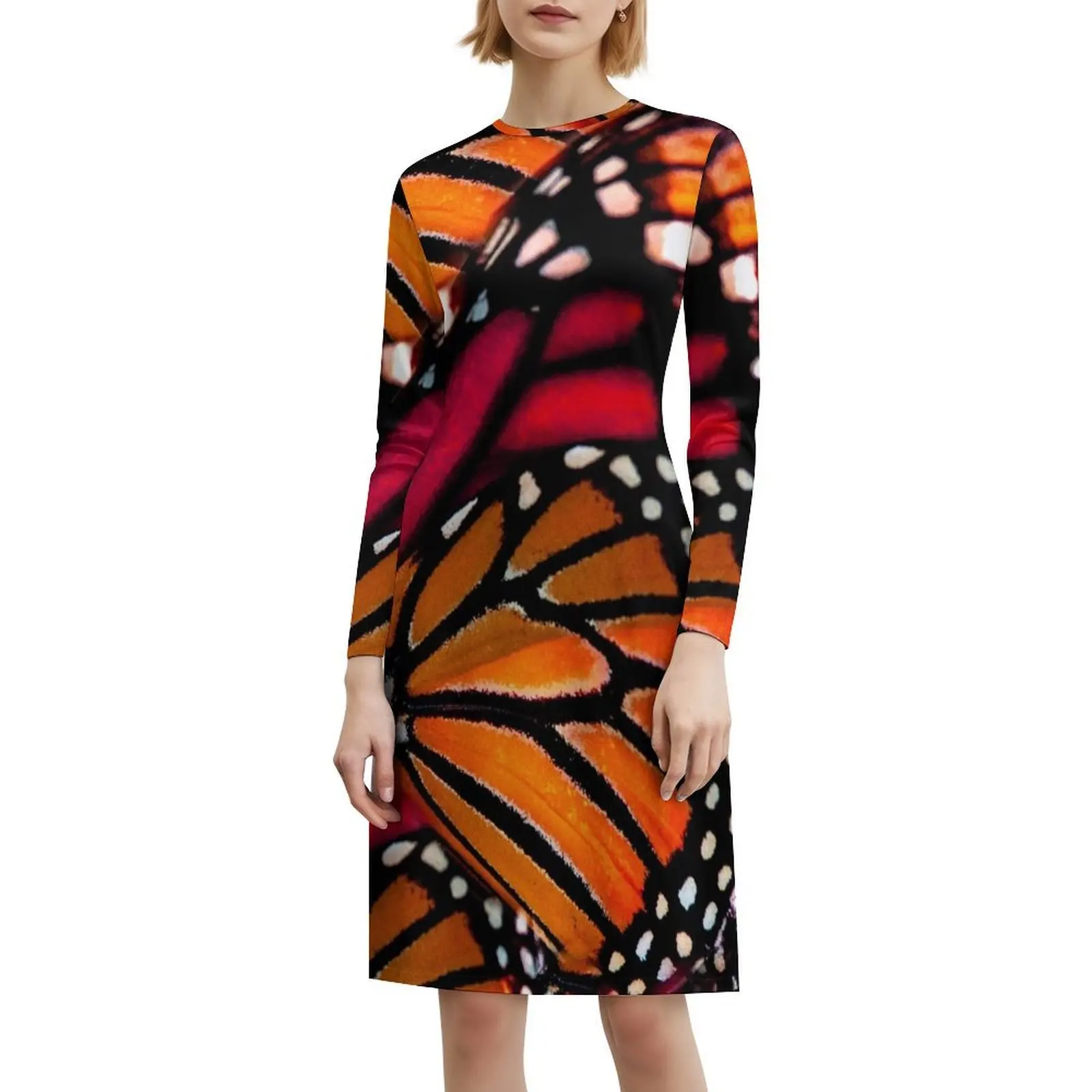 

Женское уличное праздничное платье с узором оранжевого монарха, модная клубная одежда с принтом для женщин, узор бабочек, оранжевая природа