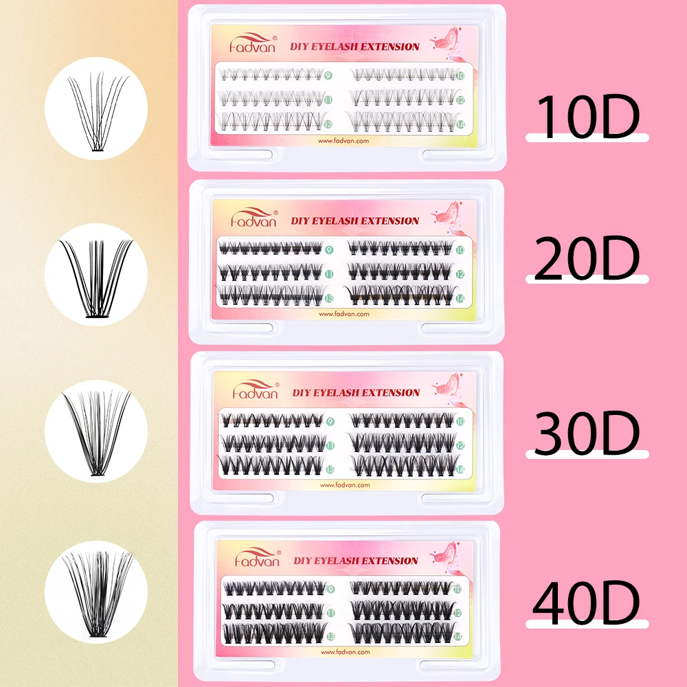 10 Box Cluster Lashes DIY Eyelash Extension Firm Easy-grafting Eyelashes 10D/20D/30D/40D Lashes Cluster