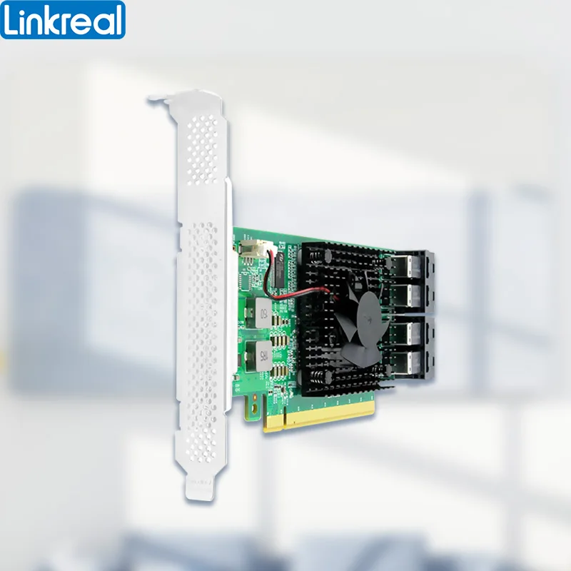 Imagem -02 - Linkreal Porto Pcie 3.0x16 para U.2 Sff8643 Nvme Adaptador Placa de Expansão com Ventilador de Refrigeração e Heatsink-lrnv93474i