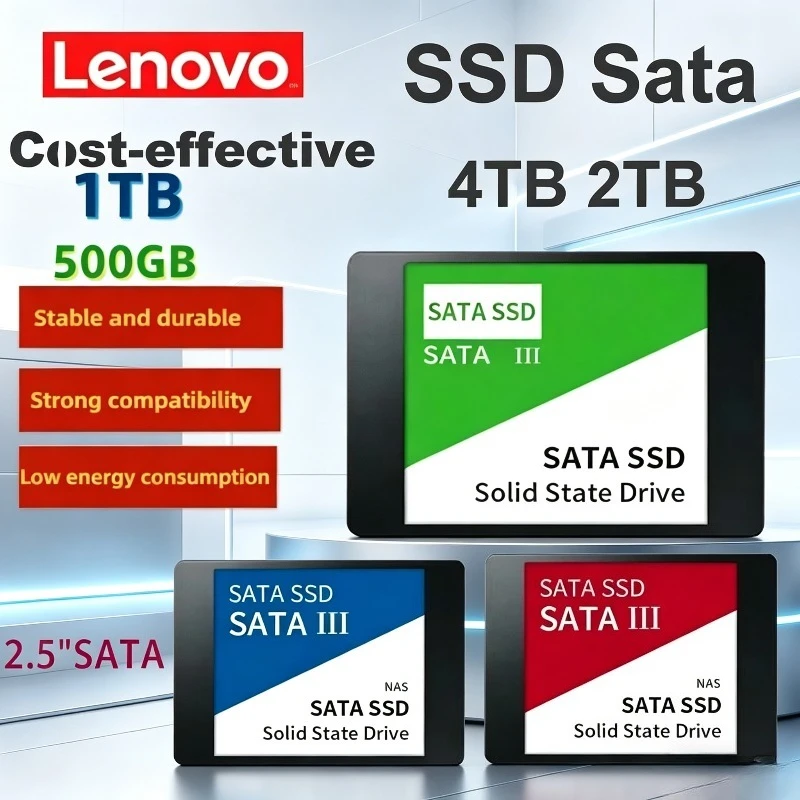 

Lenovo 500GB 1TB 2TB Portable SSD External Solid State Drive USB 3.1 High Speed Storage 560MB/s Ultra Slim 2.5 Inch for Mac PC