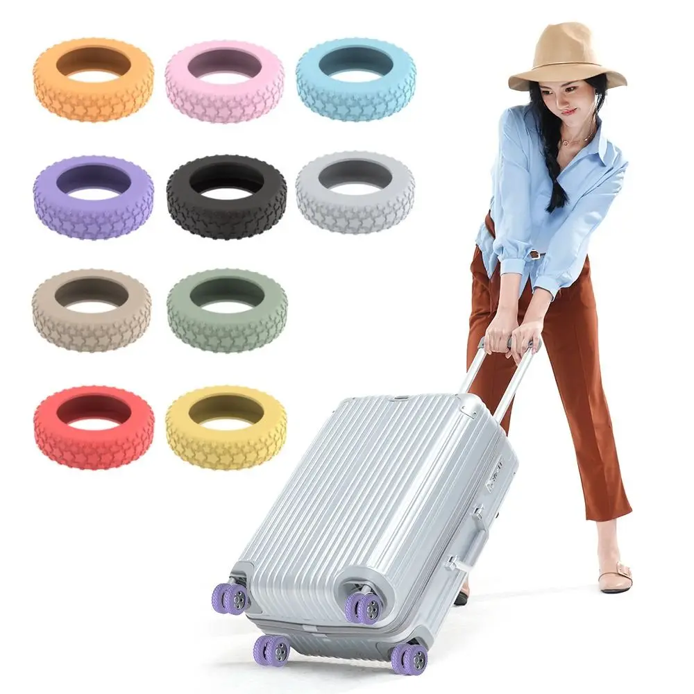 

8Pcs Silicone Luggage Wheels Protector Cover Reduce Noise Shock Absorption Suitcases Wheel Protection Rings Reduce Wheel Wear