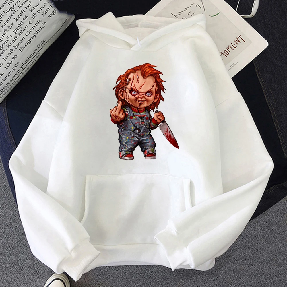 Horror Chucky Harajuku Graphic Hoody Casual Streetwear Kawaii Sweatshirt Female Women Anime Tops Ullznag Funny Cartoon Pullovers