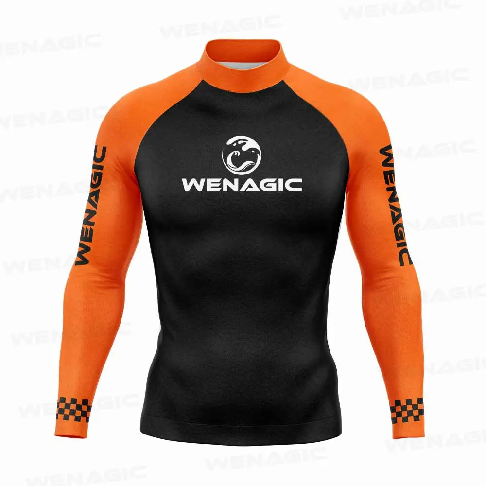 Men Rash Guard Surfing Diving Suits Swimwear Long Sleeve T-shirt Swim Floatsuit Tops Uv Swimming Tight Surf T Shirt Gym Clothes