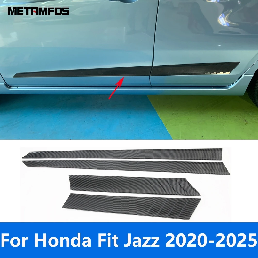 لهوندا صالح جاز 2020-2024 2025 ألياف الكربون الباب الجانب خط قطاع تنورة الجسم صب الكسوة الملحقات الخارجية تصفيف السيارة #1