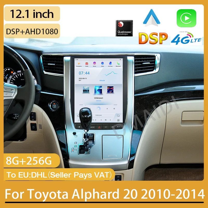 

Tesla Style Car Multimedia For Toyota Alphard 20 2010-2014 CarPlay Android Auto Navigation Audio Video Player IPS Qualcomm DSP