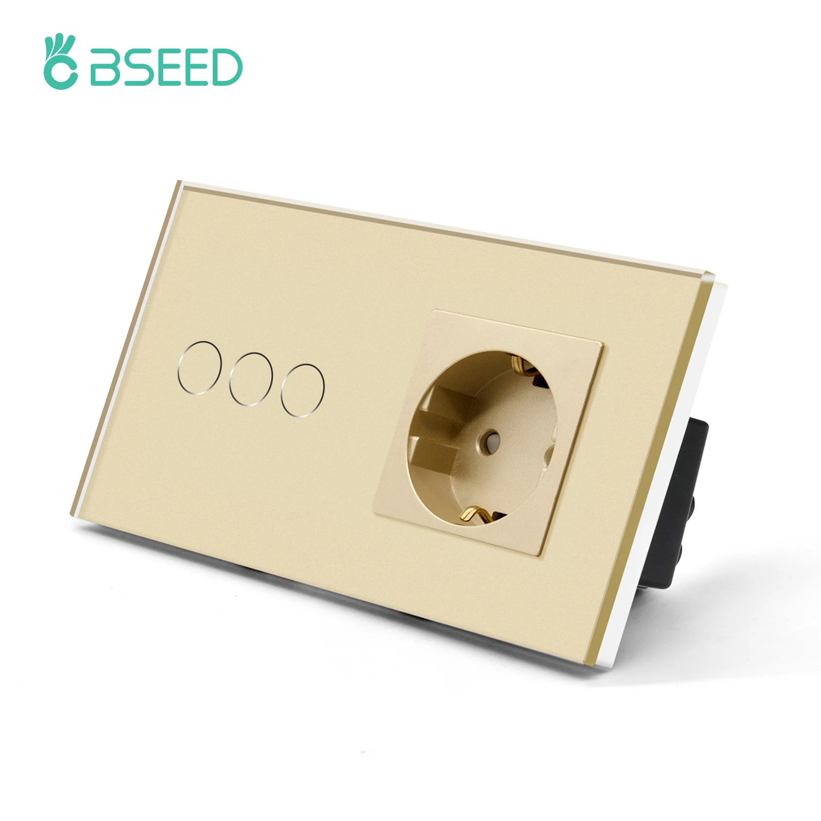 BSEED EU-stopcontacten Enkel stopcontact Dubbel glazen frame USB Type-C Oplaadpoorten Drievoudige stopcontactstekkers Kinderbescherming 16A