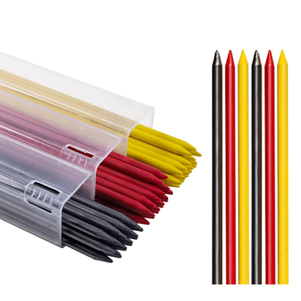 16 teile/schachtel Schwarz Gelb Rot 2,8mm Holzbearbeitung Automatische Bleistift Austauschbare Mine Druckbleistift Kennzeichnung Architektur Zubehör – Detail 2