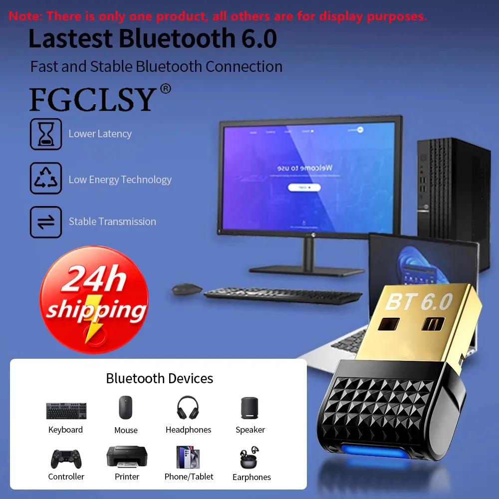 

USB Bluetooth 6.0(LMP:14.5X) Transmitter Wireless Adapter Compatible with Win 11/10/8.1Laptop for Wireless Mouse Keyboard Headse