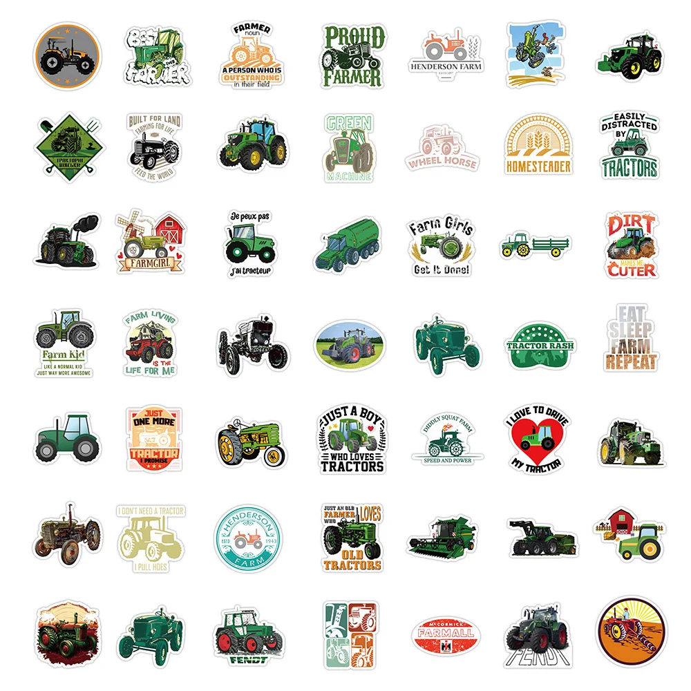 10/30/52PCS Farm Tractor Cartoon Sticker DIY Phone Laptop Luggage Skateboard Graffiti Decals Fun for Kid Toy