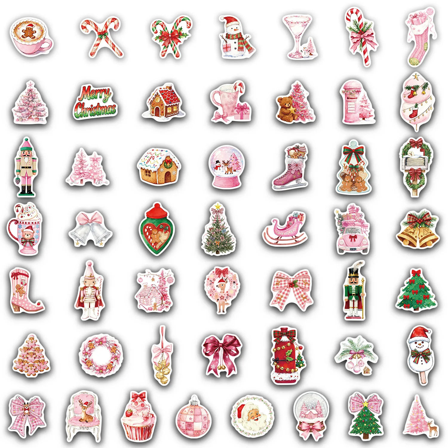 50PCS Rosa Weihnachten Spaß Aufkleber DIY Telefon Fällen Laptop Tassen Computer Spielzeug Aufkleber