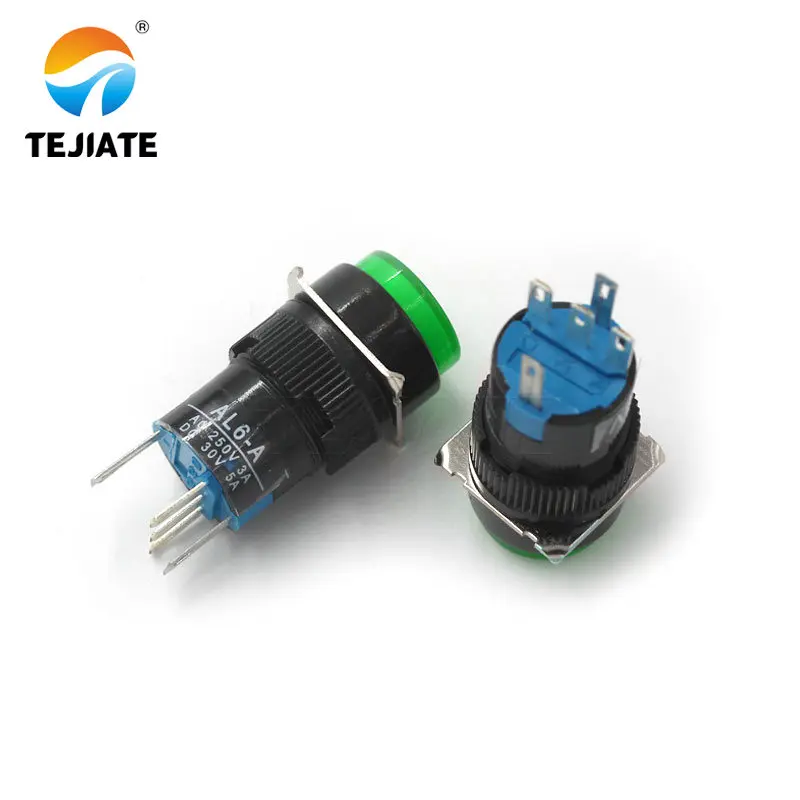 AB6-A zelfsluitende 3-pins start AD16 knop AL6-M reset 5-pins met licht 16mm schakelaar LA16