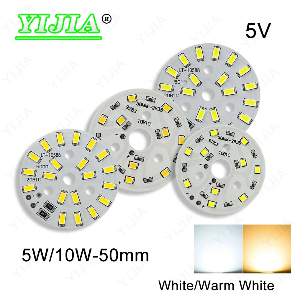

5W 10W High Power LED Light Board White Warm White DC5V No Need Drive Dia 50mm SMD 2835 5730 Chips For DIY Downlight Spotlight