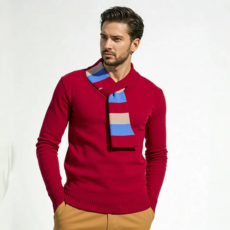 

Thiened Knitted Sweater for Men Casual Base Layer Warmth Trendy Top Autumn Winter V-ne Stripe Pattern Polyester