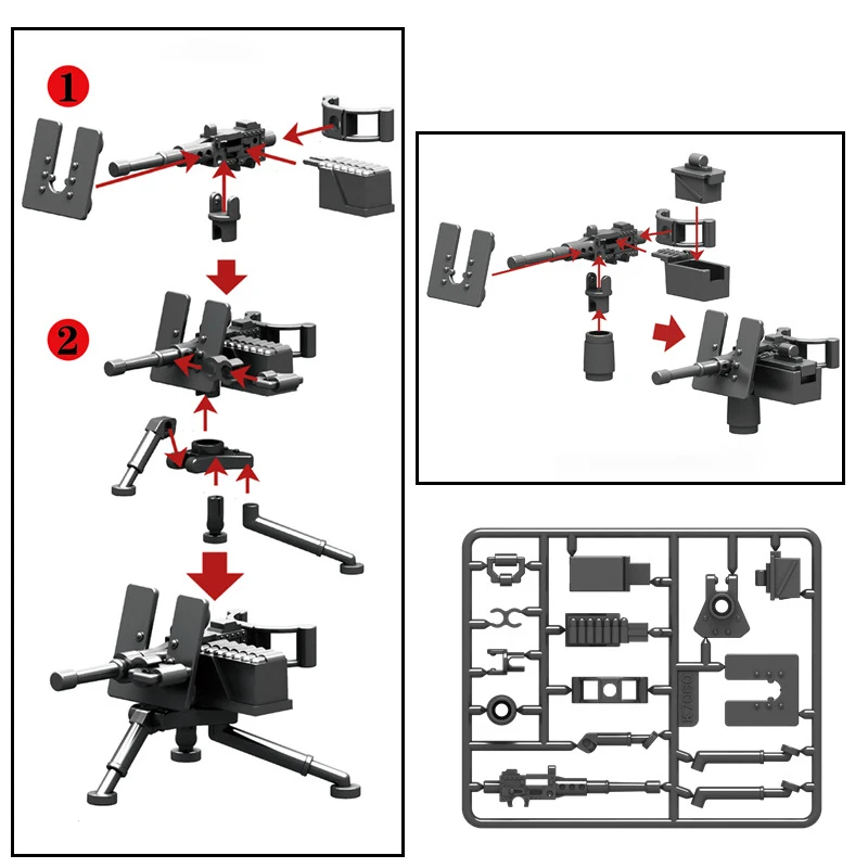 25/50/100Pcs Military Weapons Police Special Forces Soldiers Machine Guns Mortar SWAT Building Blocks Armored Car Army Toys