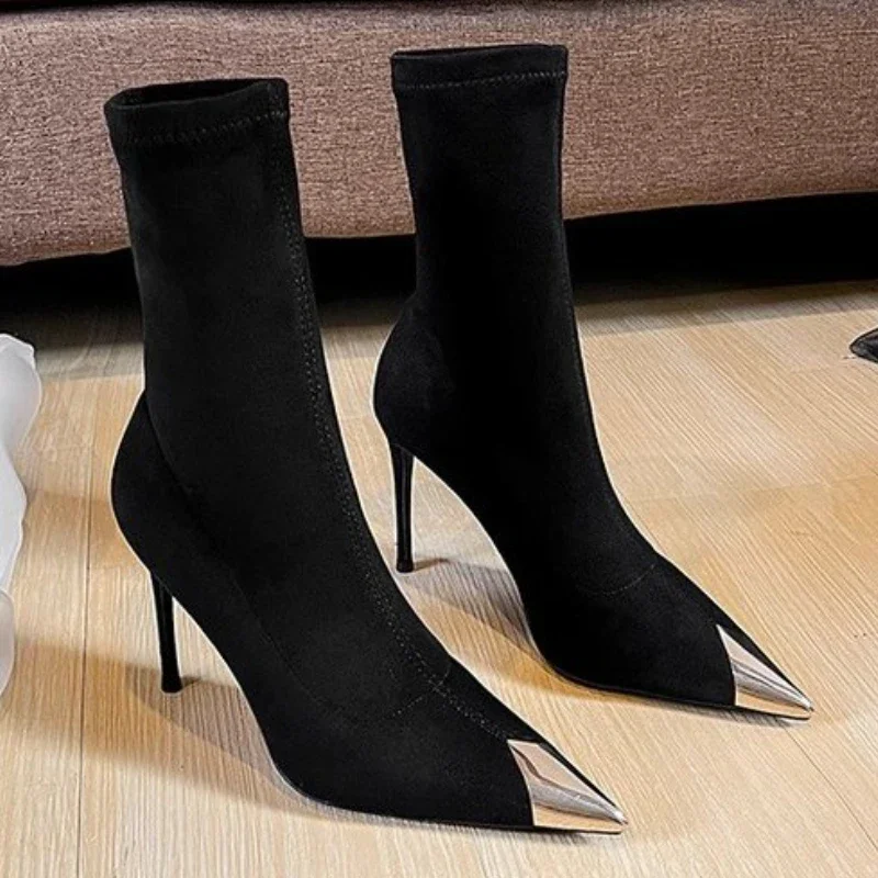 Sexy Sock Boots Knitting Stretch Boots High Heels for Women Fashion Shoes 2024 Spring Autumn Ankle Boots Female Size 34-39