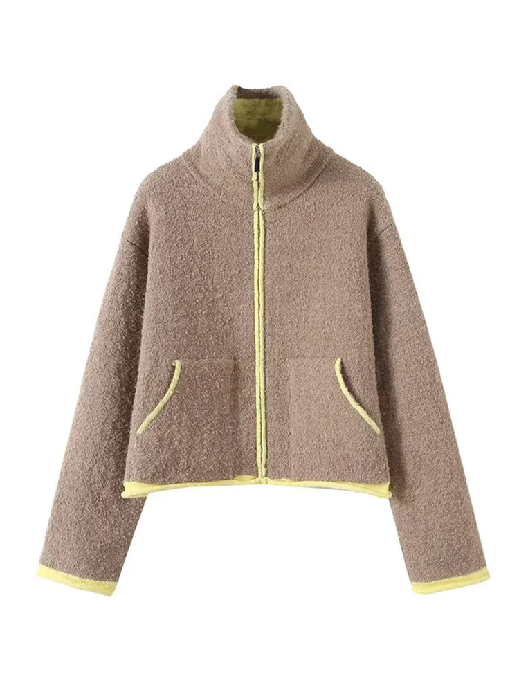 

Женская утепленная куртка на молнии с воротником-стойкой и карманами, весна 2026, модная верхняя одежда для женщин