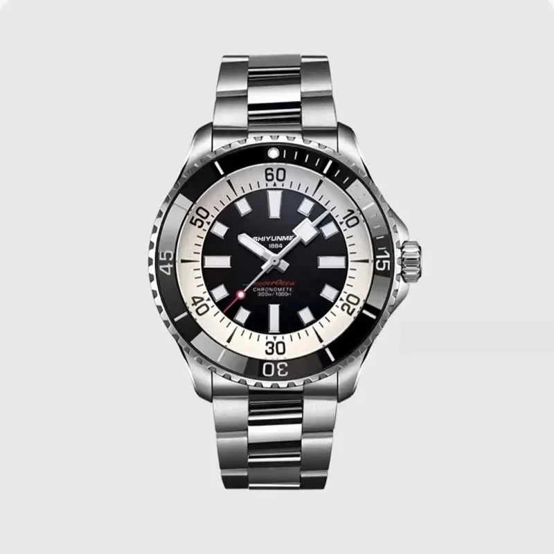 Jam Tangan Olahraga Mekanis Otomatis Pria Bezel Putar Baja Tahan Karat Jam Tangan Super Ocean World Time