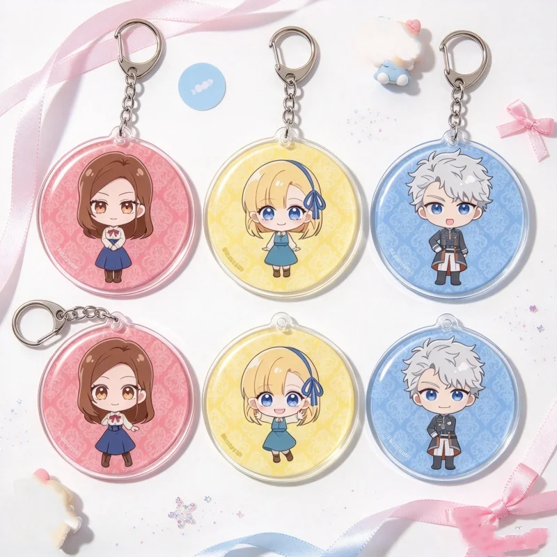 Anime Victoria of Many Faces 6CM Circle Acrylic Keychain Bag Pendant Jeffrey Asher/Victoria Sellers/Edward Asher Bag Decorations