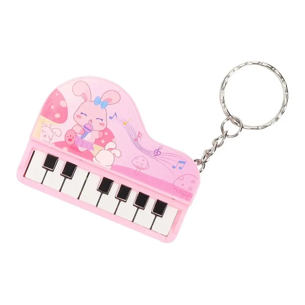 Solid Color Mini Electronic Piano Keychain Vertical Rabbit Mini Piano Key Pendant Bear Audible Musical Instrument Piano Keyring